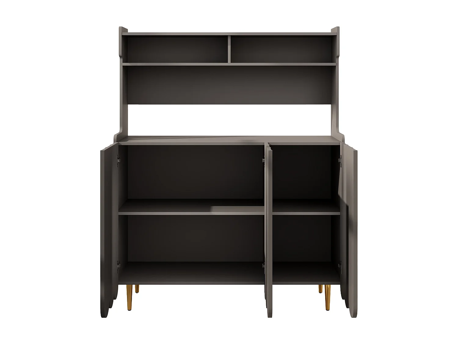 Buffet haut - 3 compartiments et 3 portes - en MDF - Gris