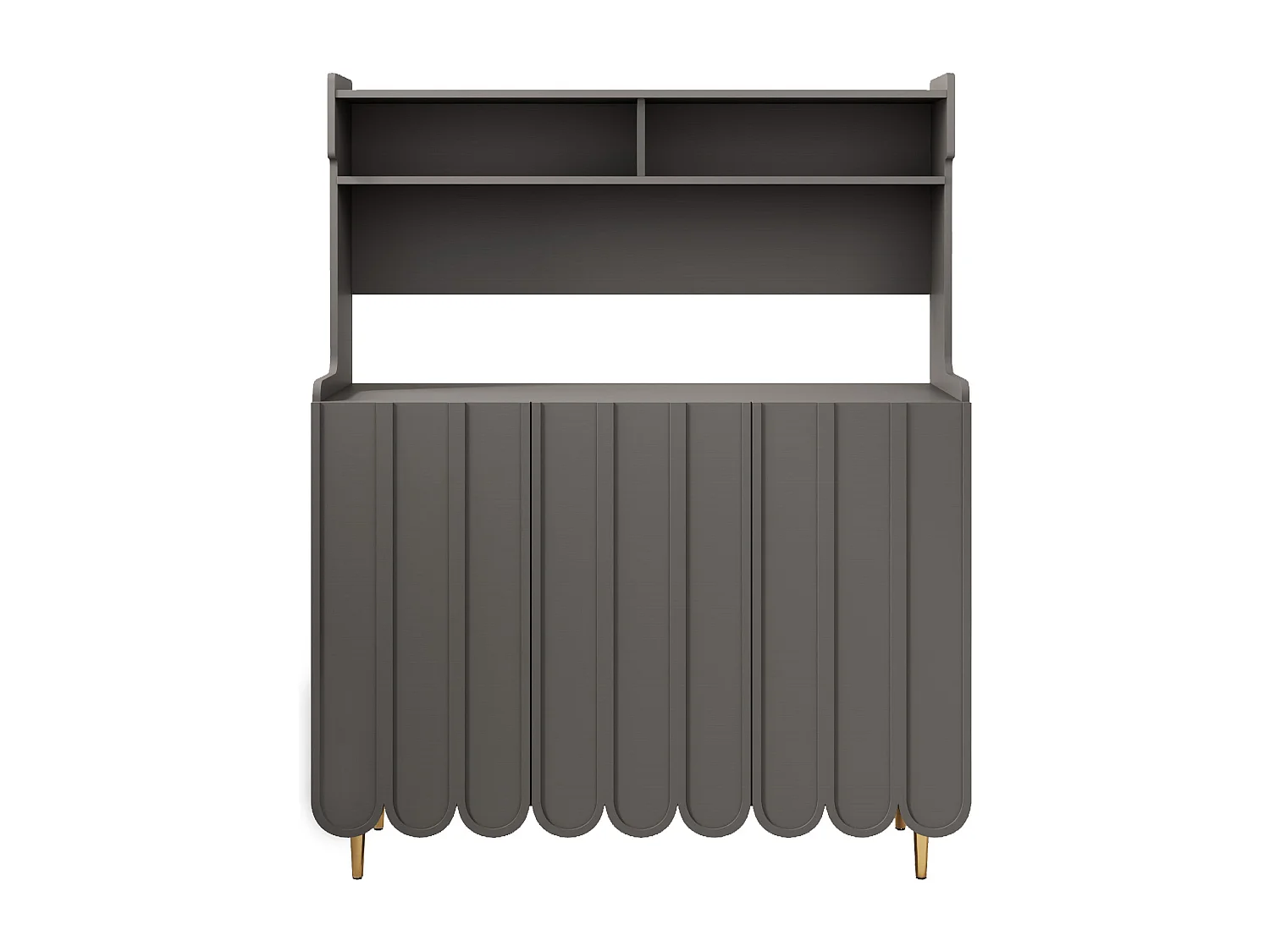 Buffet haut - 3 compartiments et 3 portes - en MDF - Gris