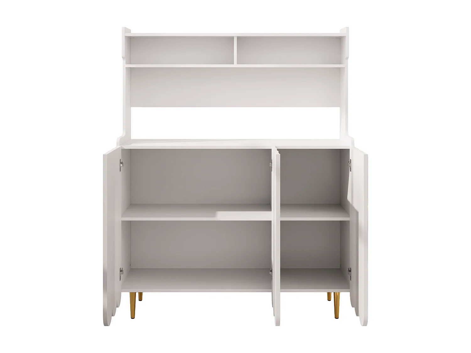 Buffet haut - 3 compartiments et 3 portes - en MDF - Blanc