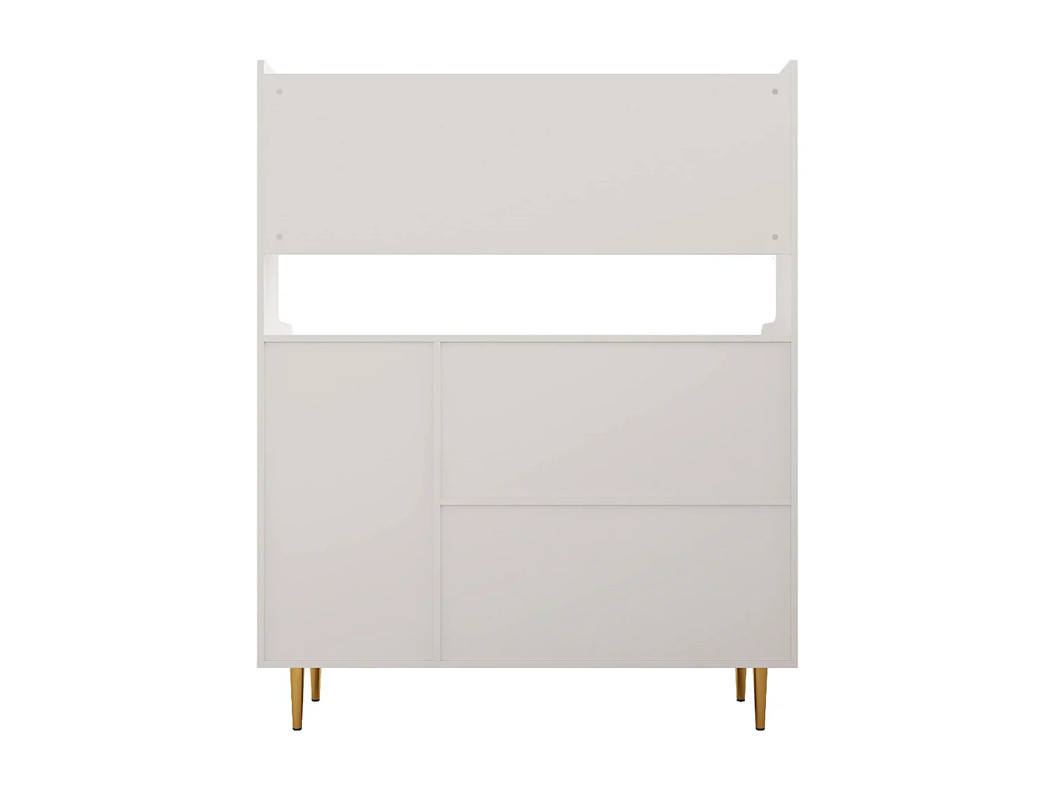 Buffet haut - 3 compartiments et 3 portes - en MDF - Blanc