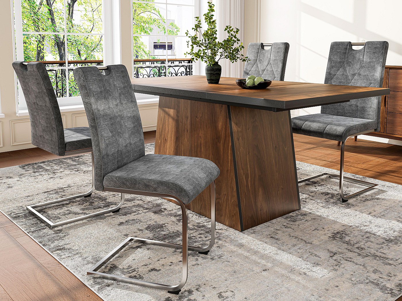 Chezmoi Collection Sheila Set Copripiumino In Velluto 3 Pezzi Matrimoniale - Trapuntato Moderno Motivo A Rombi, Colore Grigio