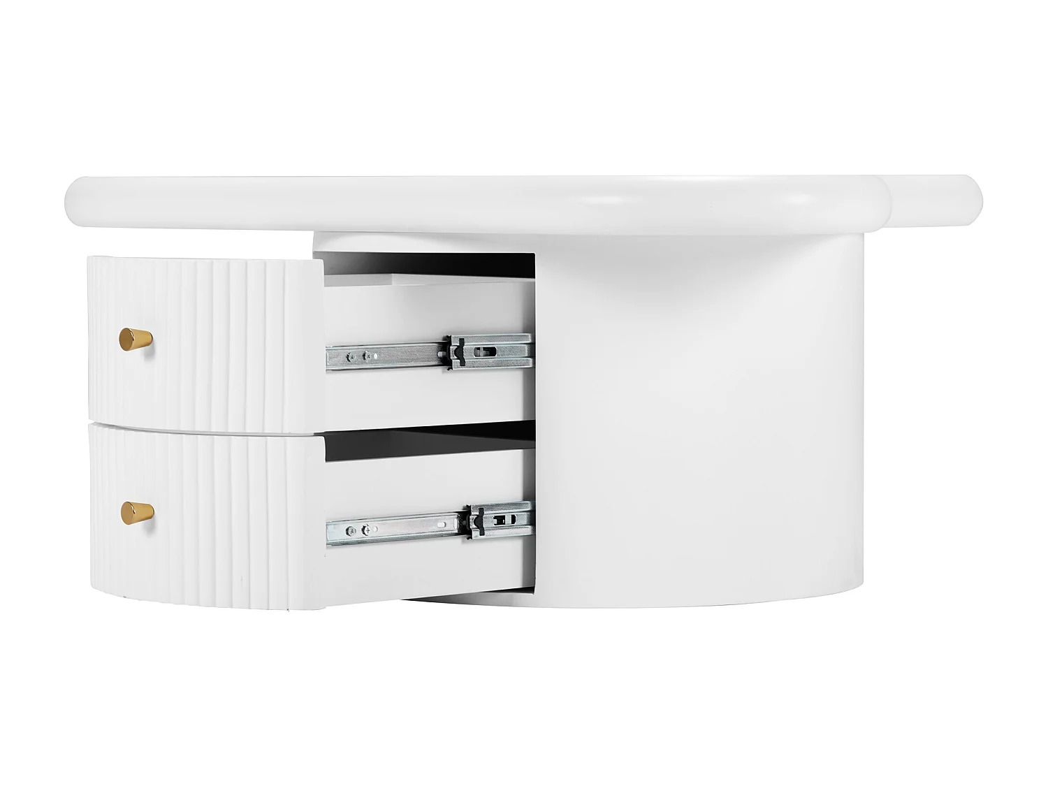 Table basse en MDF - avec 2 tiroirs et 2 tabourets - Blanc