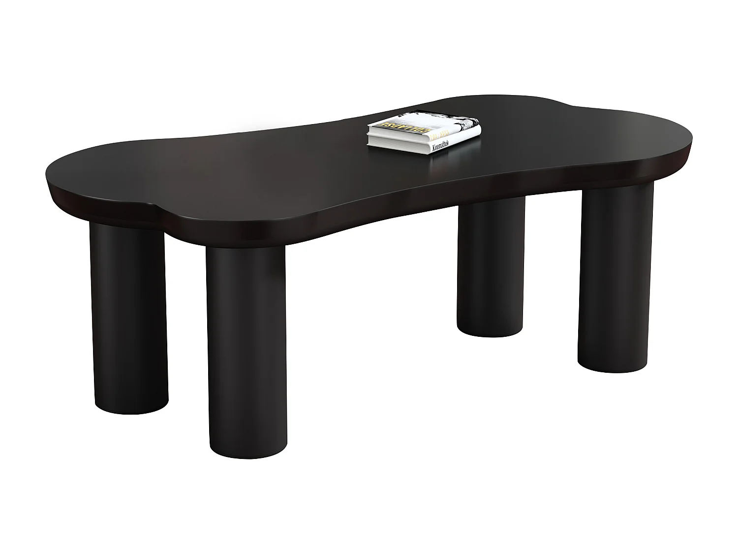 Mesa de centro de MDF - tapa curva irregular y elegante - Negro