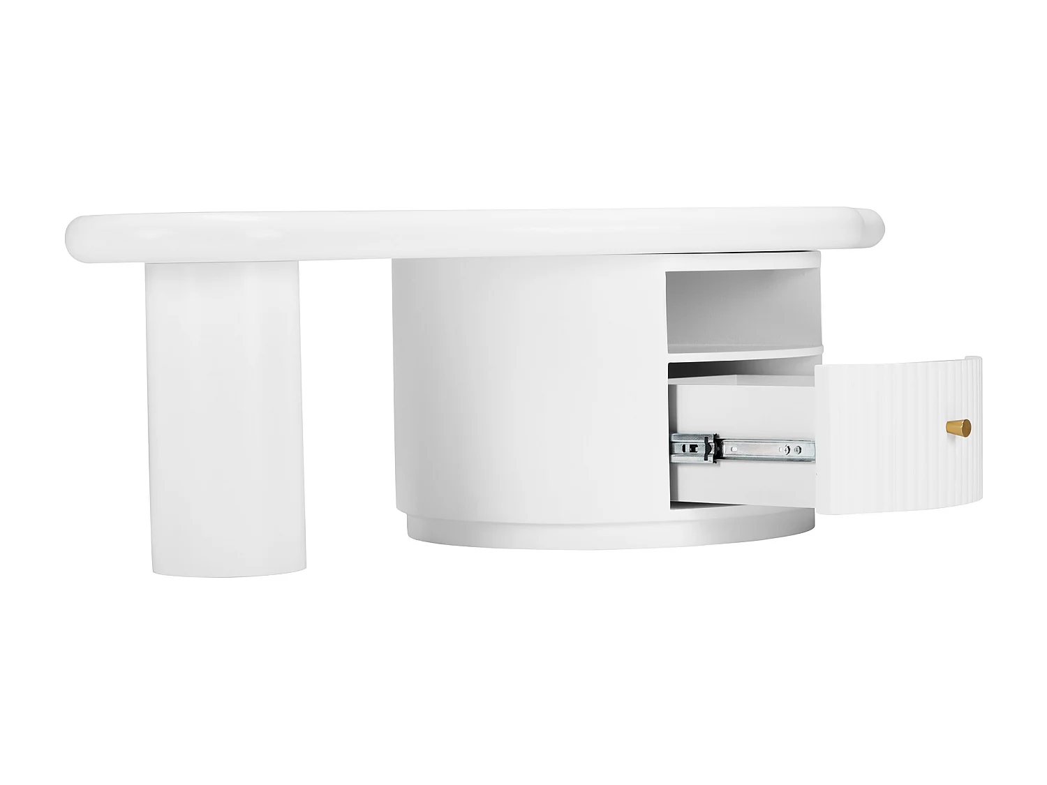 Table basse en MDF - avec 1 tiroir et 1 compartiment - Blanc