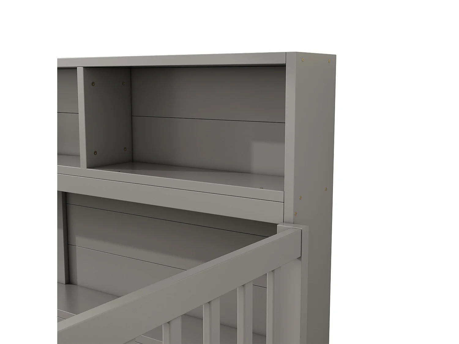 Letto in legno 140x200cm - con testiera contenitore e rete a doghe - Grigio