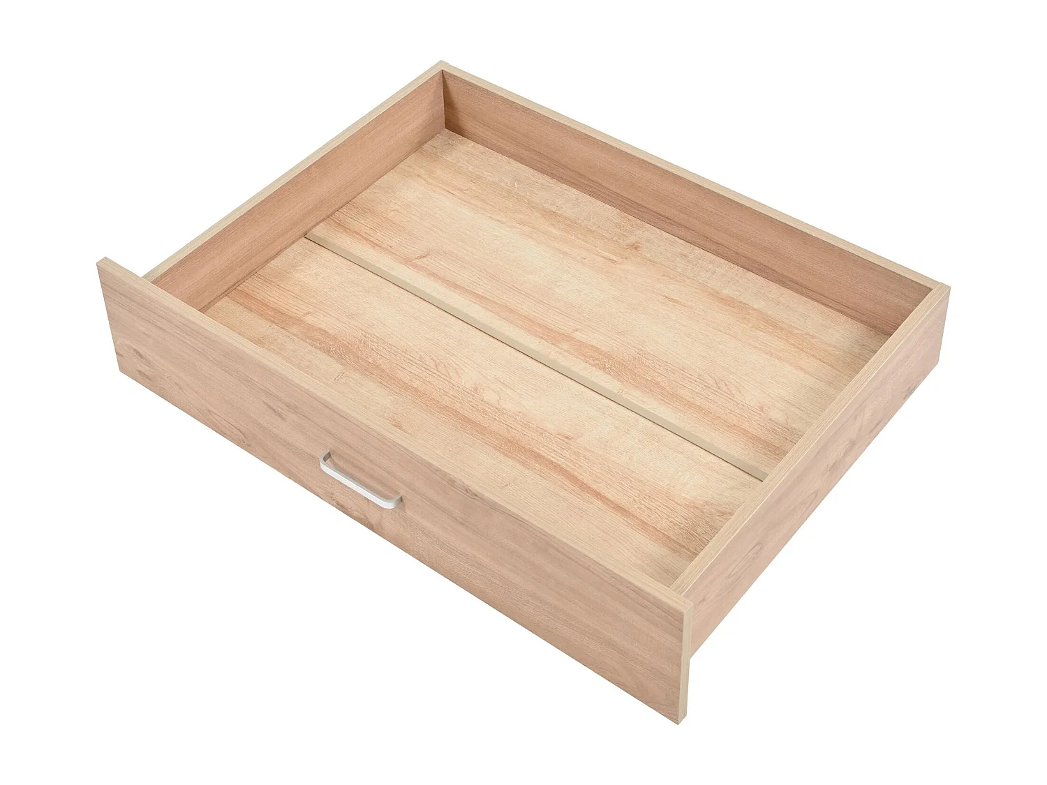 Lit double 180×200 cm en bois - avec 2 tiroirs et sommier à lattes - Blanc & Naturel (matelas non inclus)