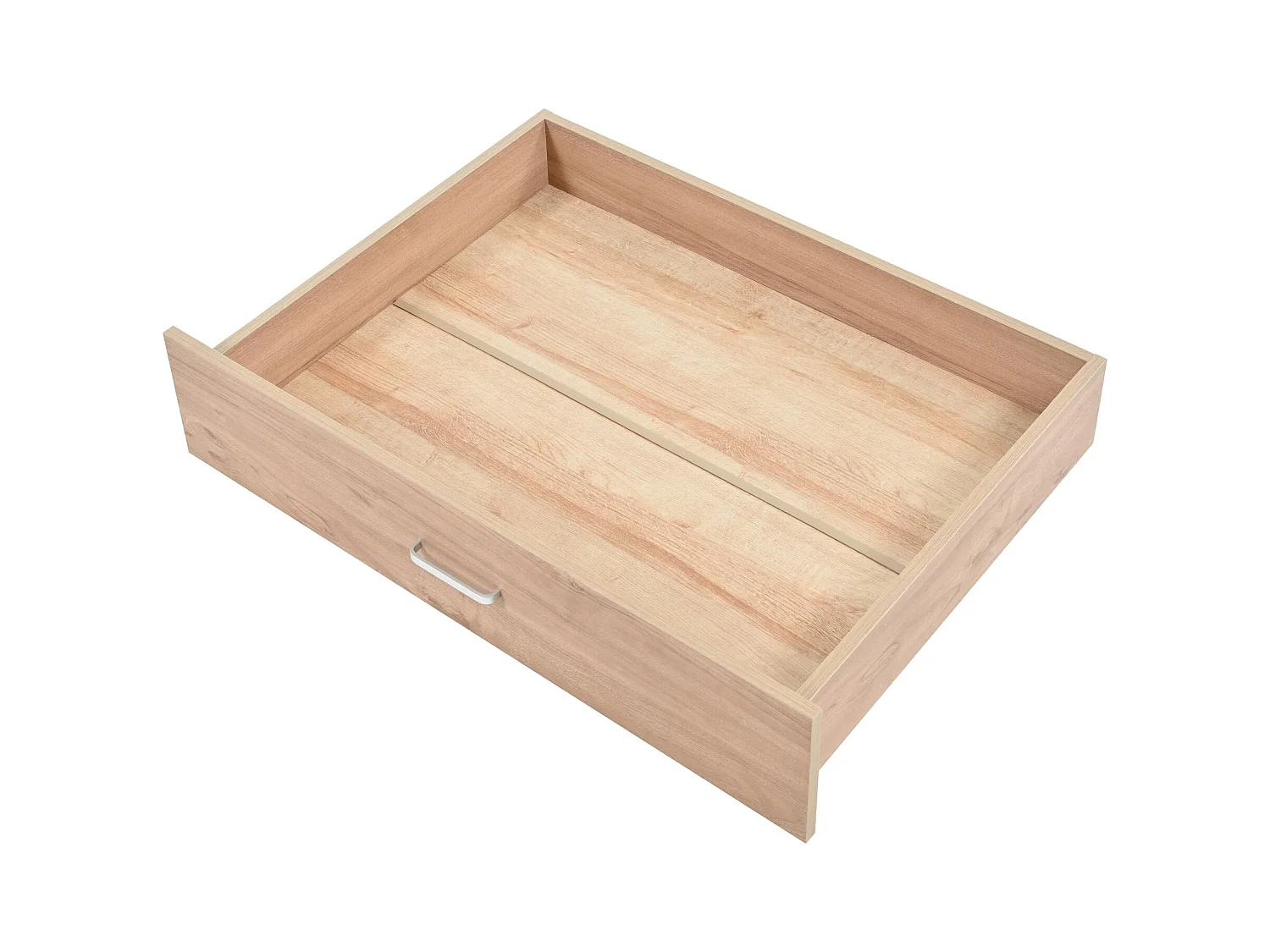 Lit double 180×200 cm en bois - avec 2 tiroirs et sommier à lattes - Blanc & Naturel (matelas non inclus)