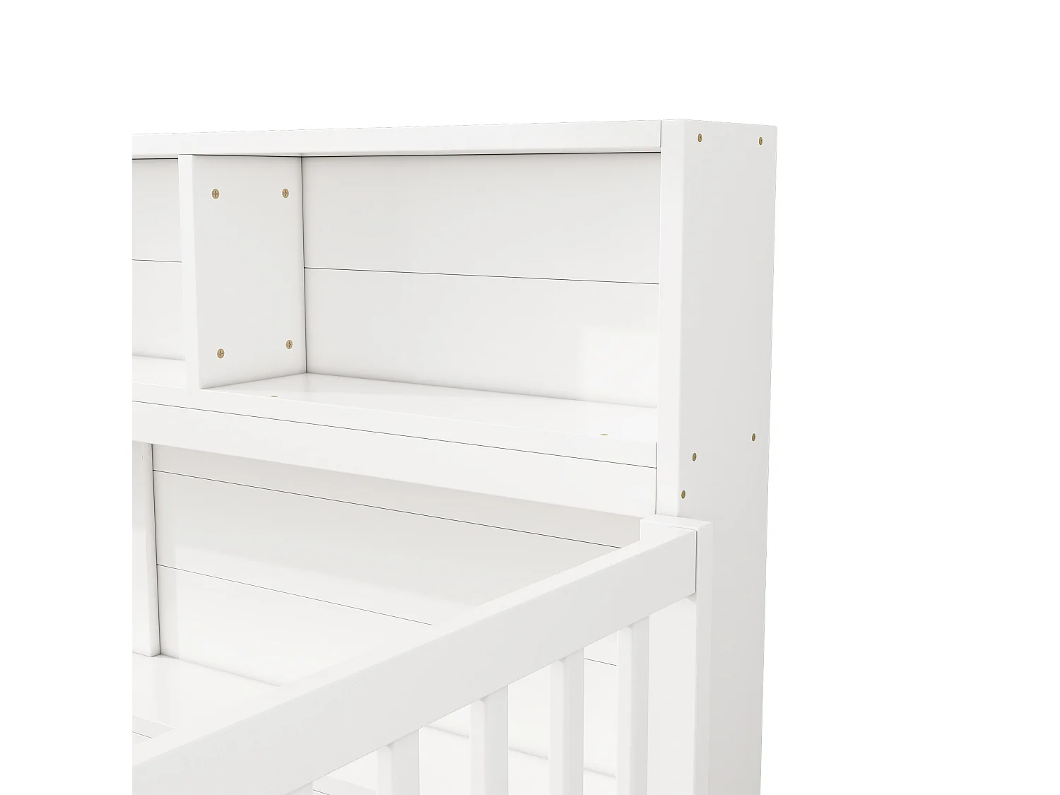 Houten bed 140x200cm - met opbergruimte hoofdbord en lattenbodem - Wit