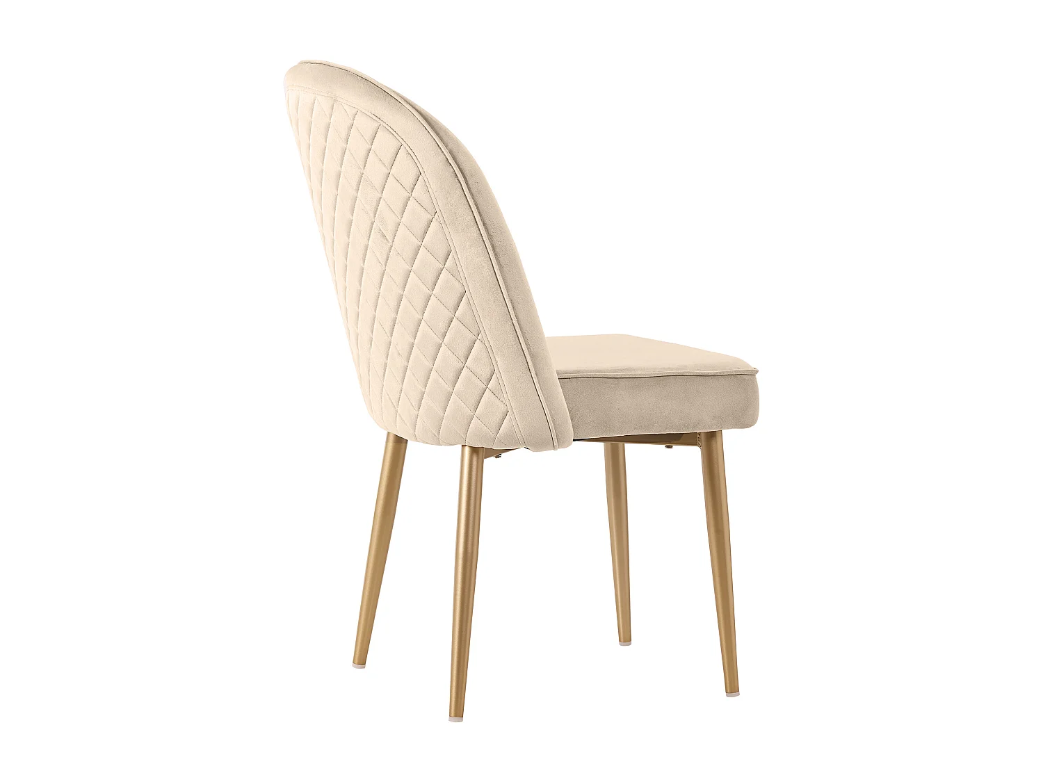 Lot de 4 chaises en velours - pieds en métal - Beige