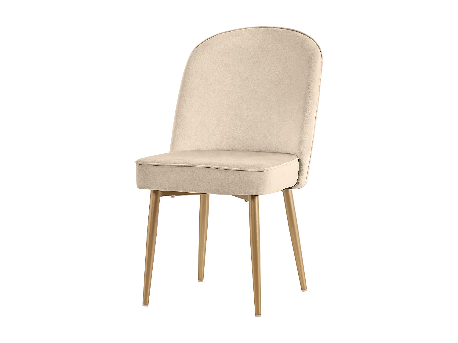 Lot de 4 chaises en velours - pieds en métal - Beige