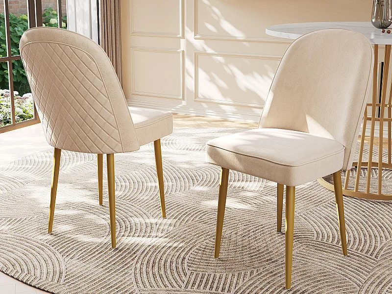 Set van 2 fluwelen stoelen - metalen poten - Beige