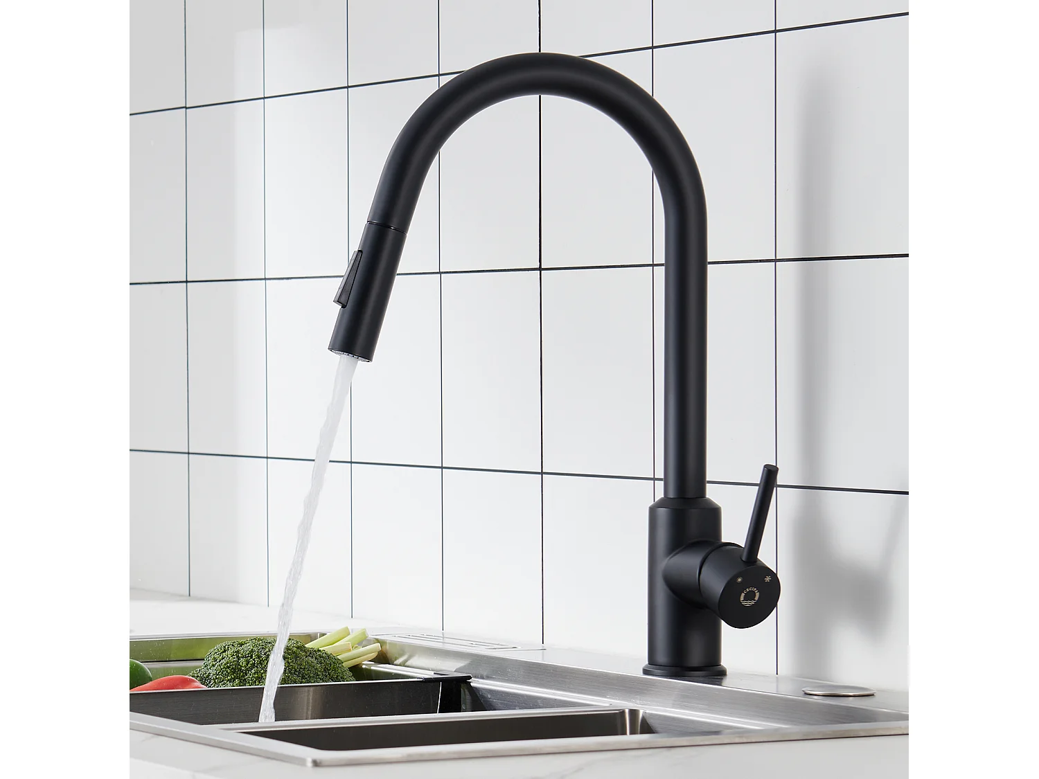 Cecipa max Mitigeur de Cuisine avec Douchette Extractible - Noir  -  en Acier Inoxydable Mitigeur Cuisine d'Évier - 2 Fonctions Mélangeur d,EU Modèle