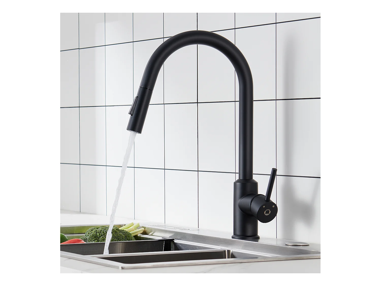 Cecipa max Mitigeur de Cuisine avec Douchette Extractible - Noir  -  en Acier Inoxydable Mitigeur Cuisine d'Évier - 2 Fonctions Mélangeur d,EU Modèle
