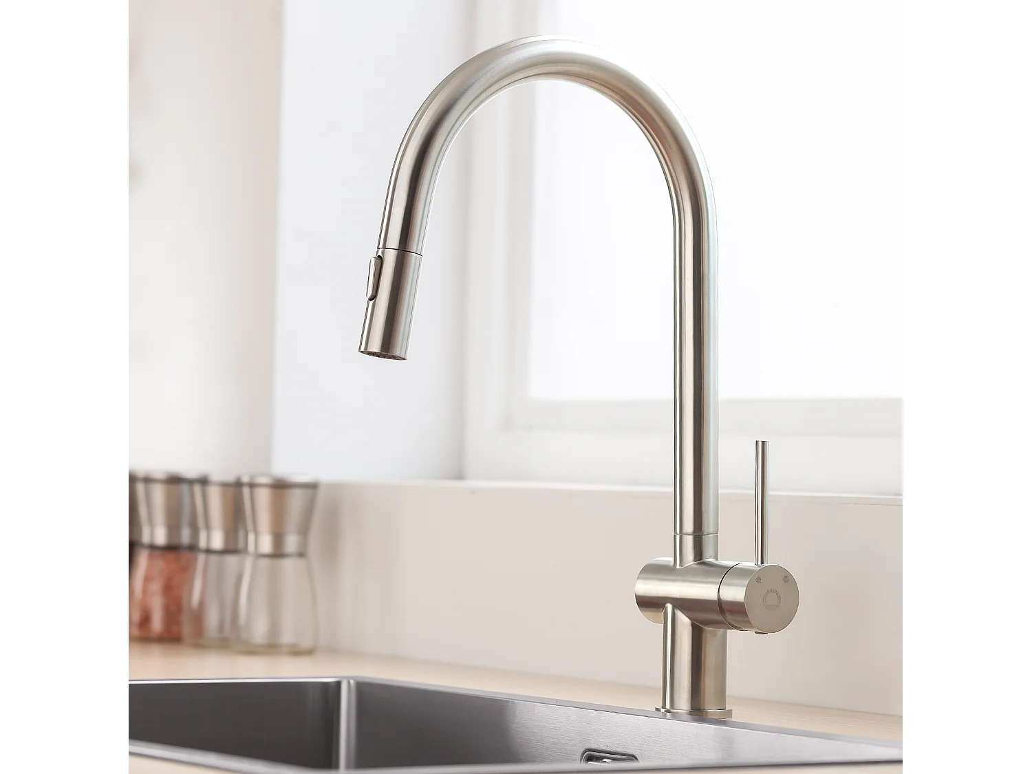 Cecipa max Mitigeur de Cuisine avec Douchette Extractible Robinet de Cuisine avec 2 Types de Jet D'eau Robinet d'évier en Inox Brossé,EU Modèle