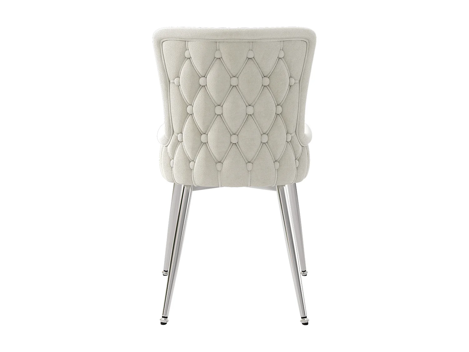 Set van 6 fluwelen stoelen - zilveren metalen poten - Beige