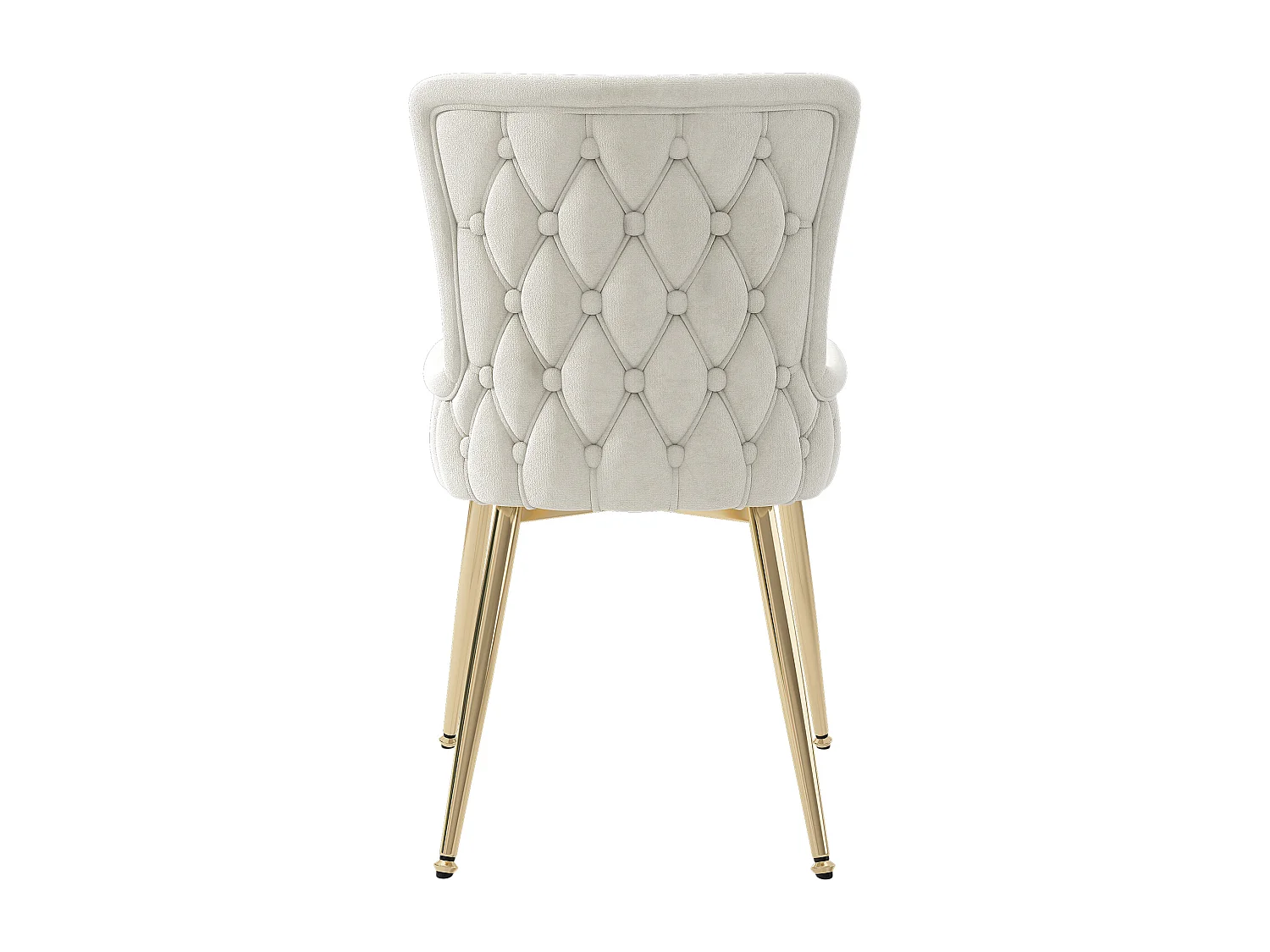 Lot de 6 chaises en velours - pieds en métal doré - Beige