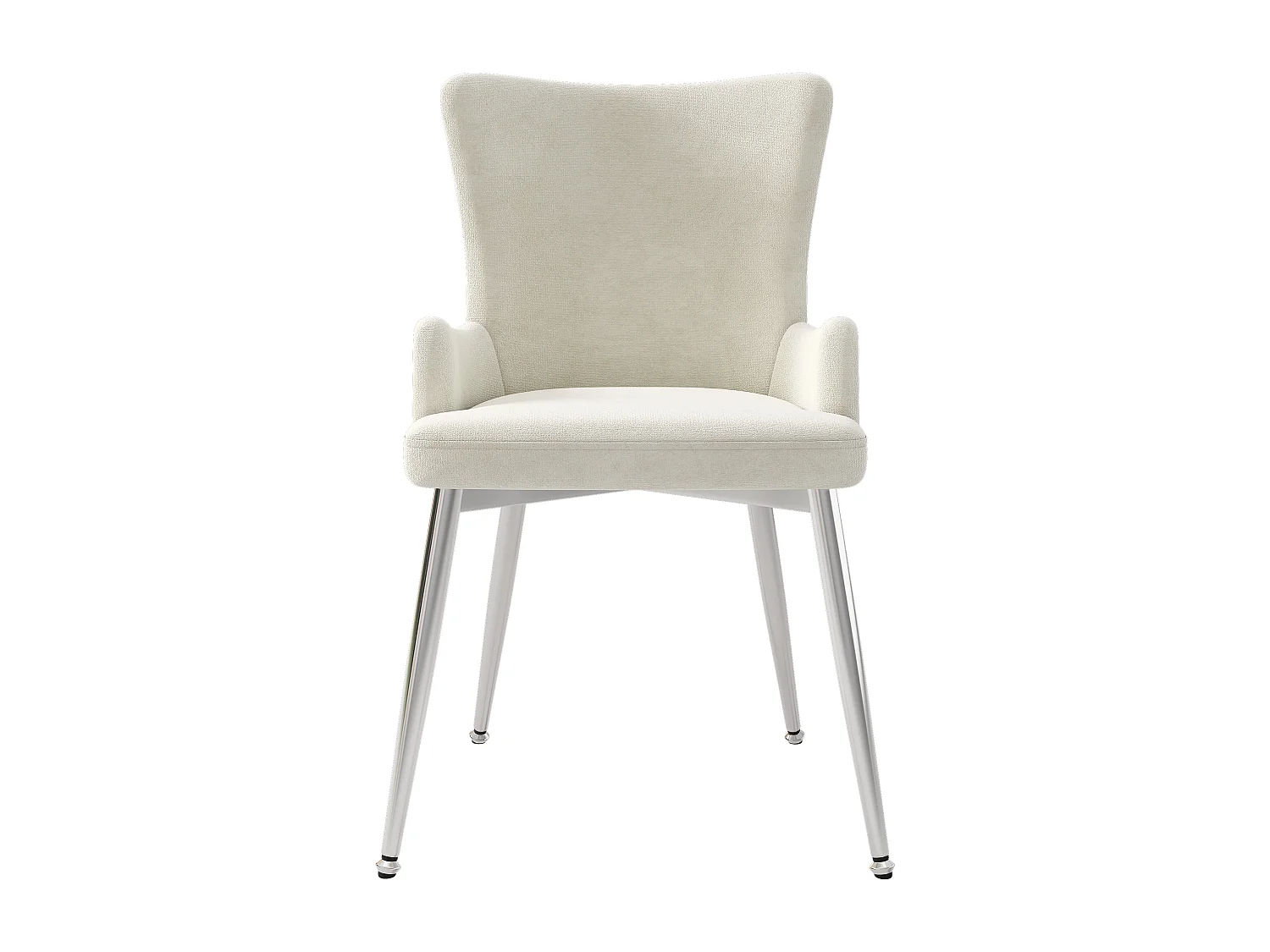 Lot de 4 chaises en velours - pieds en métal argenté - Beige