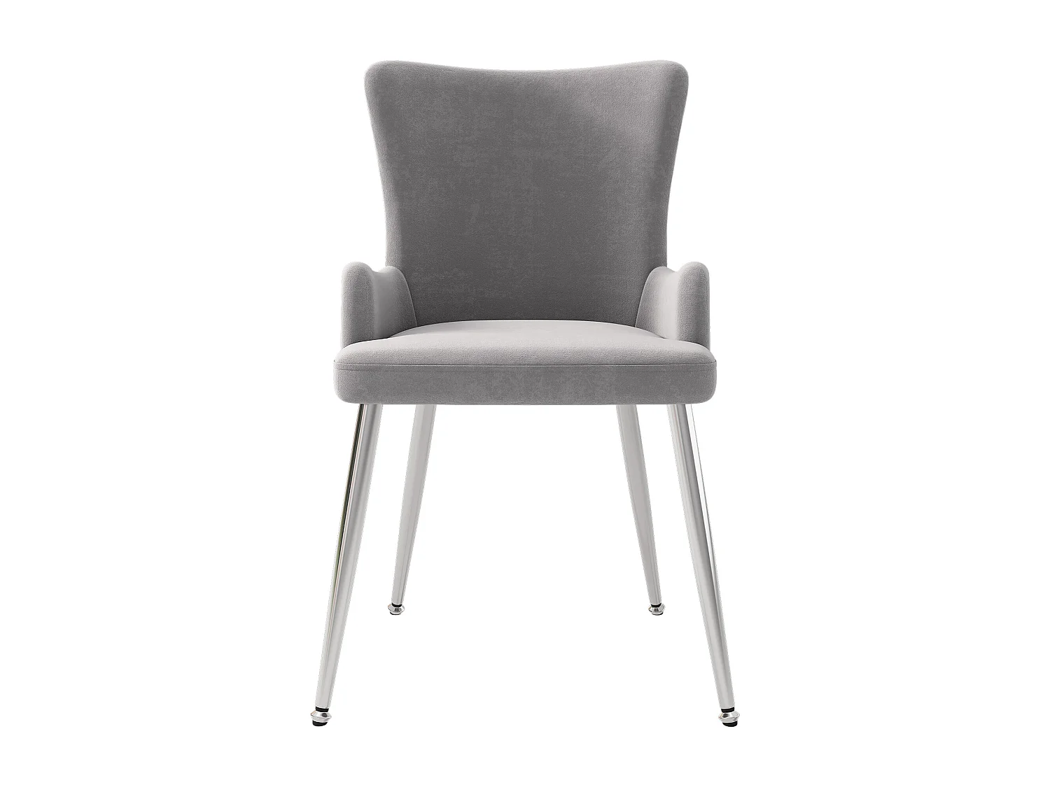 Lot de 4 chaises en velours - pieds en métal argenté - Gris