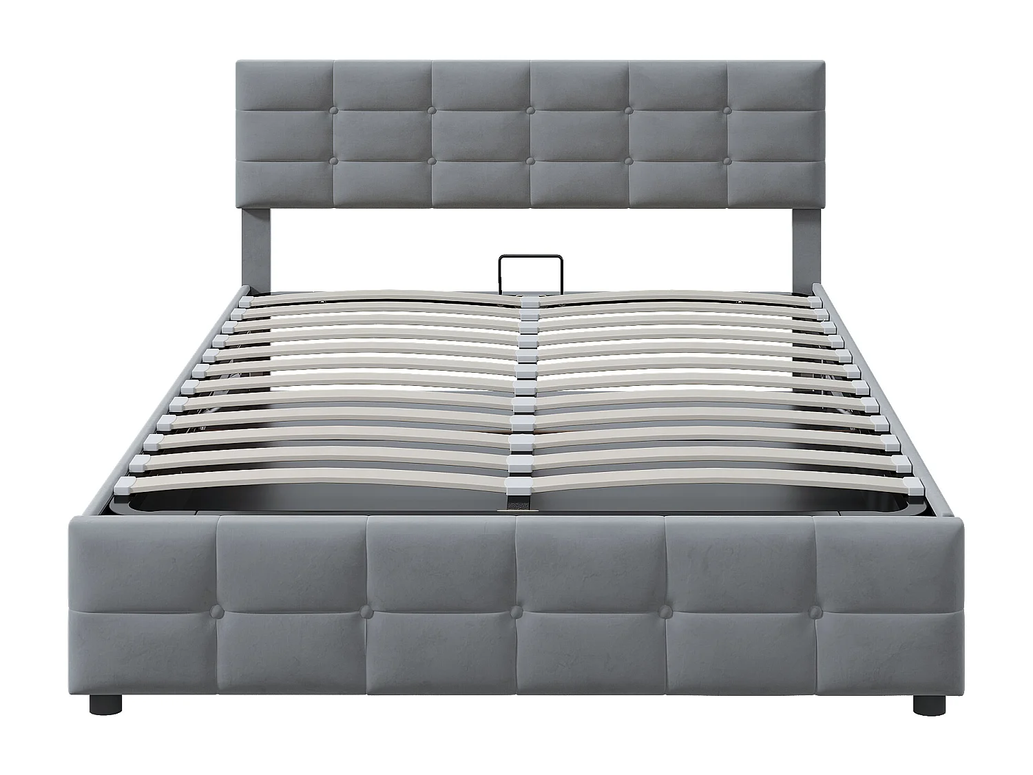 Letto contenitore in velluto 180x200 cm - con rete a doghe - Grigio