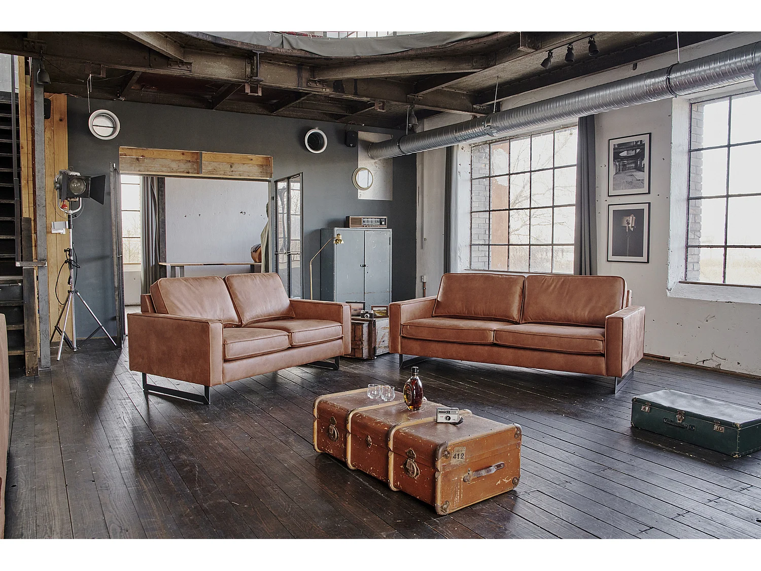 Sitzgruppe - Braun Kunstleder - VILNIUS