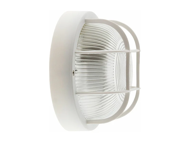 Hublot rond 60W avec grille IP44 E27 Classe II - Blanc - Zenitech