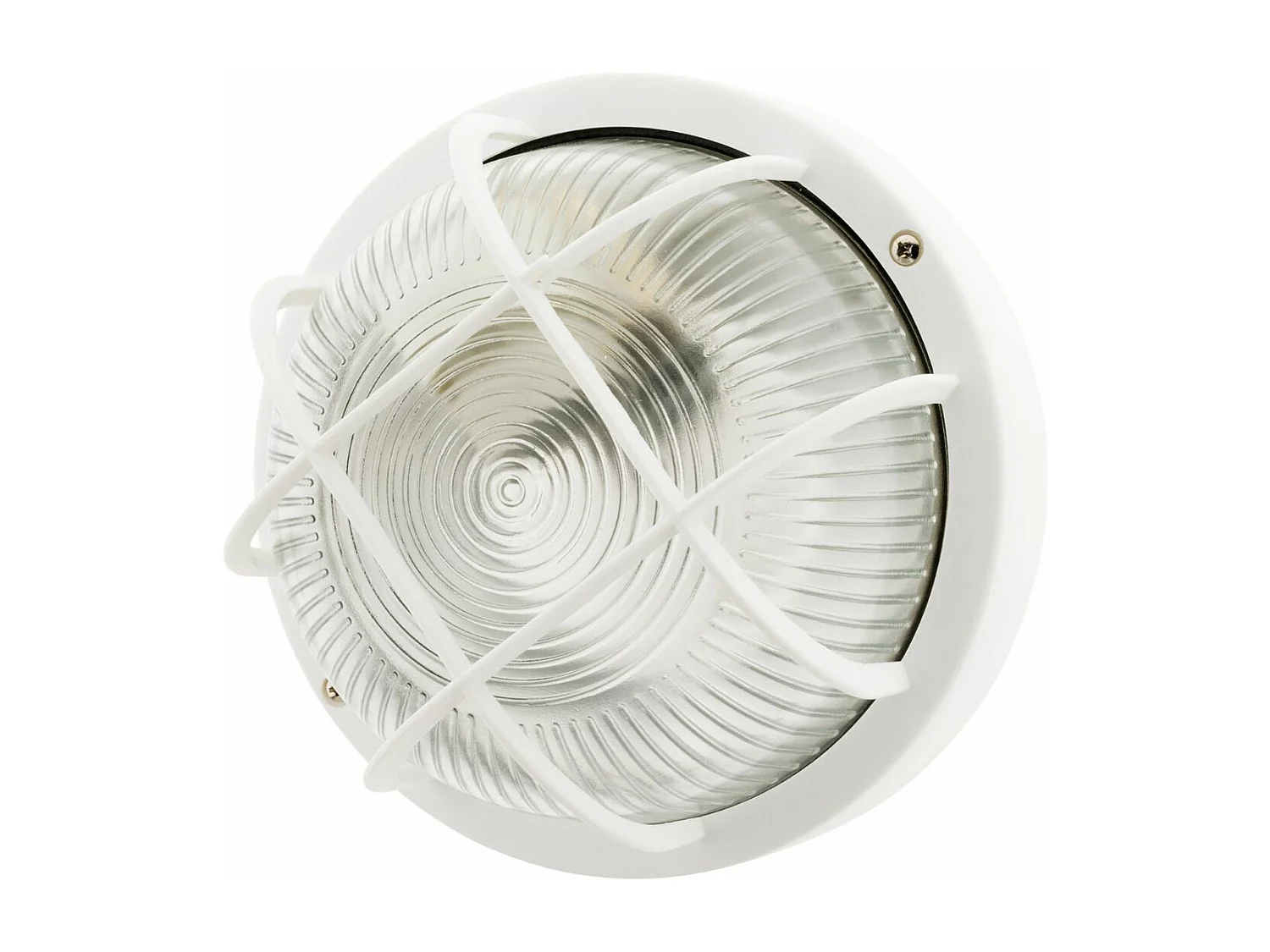 Hublot rond 60W avec grille IP44 E27 Classe II - Blanc - Zenitech