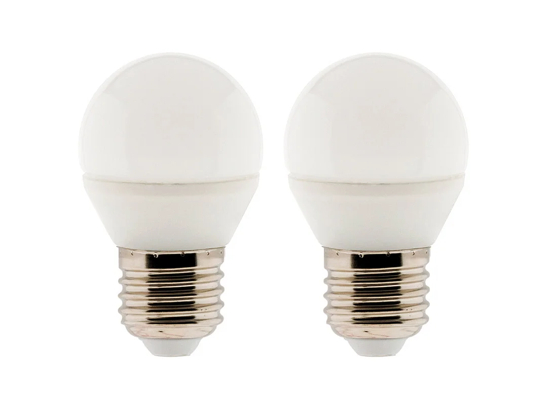 Lot de 2 ampoules LED sphériques 5,2W E27 470lm 2700K - Zenitech