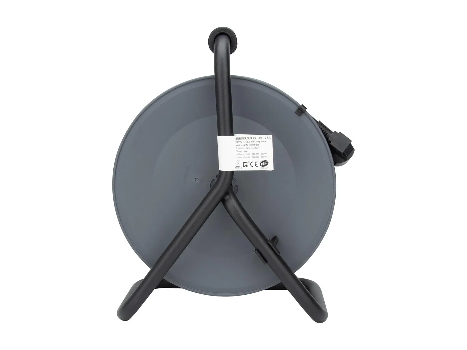 Enrouleur H05VV-F 4 prises 3G1,5mm² 40m + coupe-circuit - gris - Zenitech
