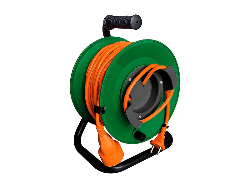 Elektrischer Kabeltrommel 25m ohne Stecker 2x1,5 mm² - Metallfuß + Sicherung - Zenitech