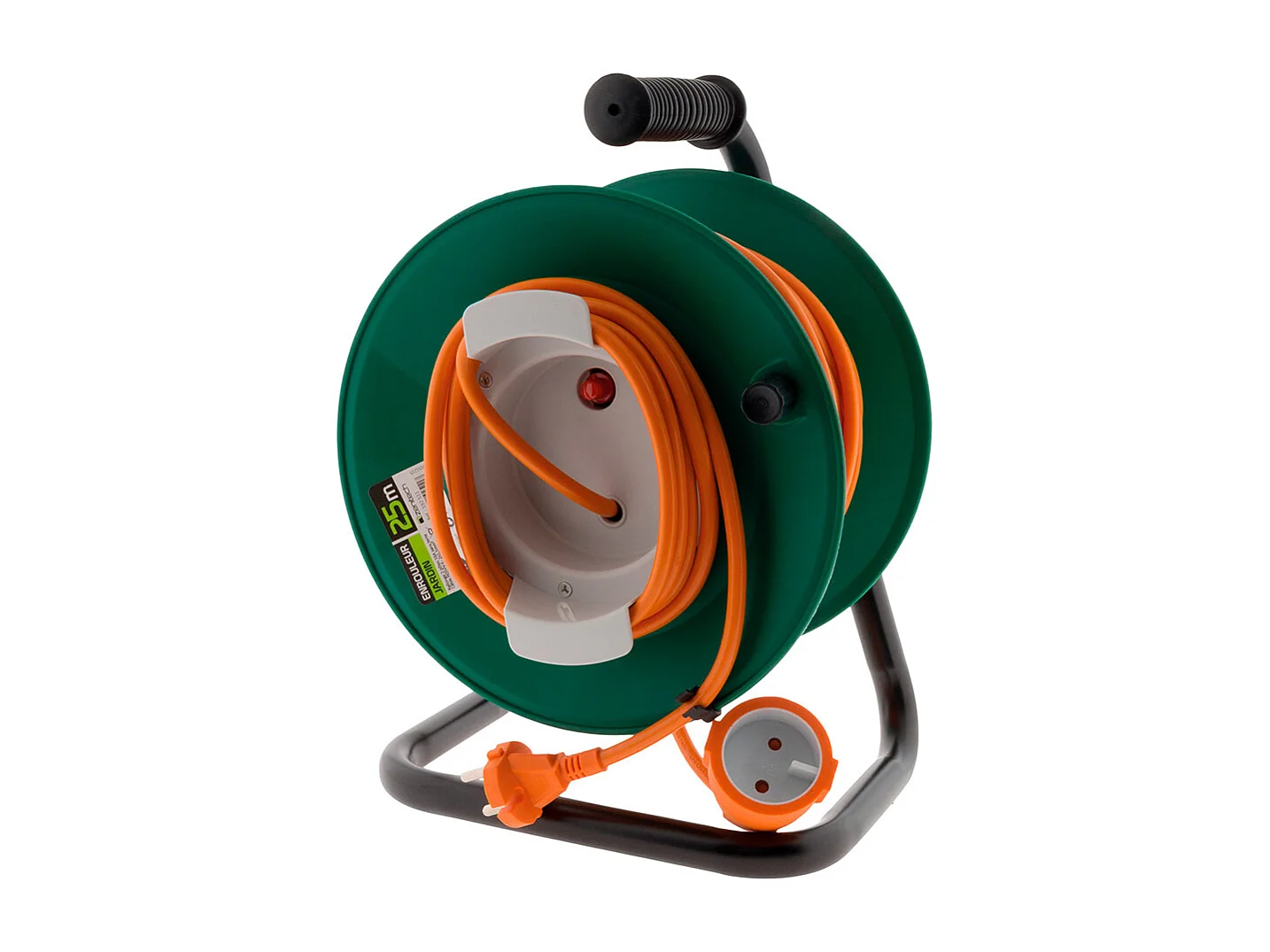 Elektrischer Kabeltrommel 25m ohne Stecker 2x1,5 mm² - Metallfuß + Sicherung - Zenitech