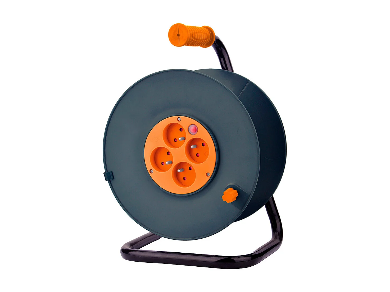 Enrouleur 4 prises 2P+T 16A vide à câbler + coupe-circuit - Orange - Zenitech