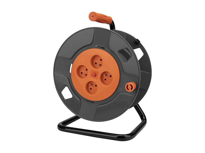 Avvolgicavo 4 Prese 2P+T 16A da Cablare + Interruttore Staccabatteria - Arancione Zenitech