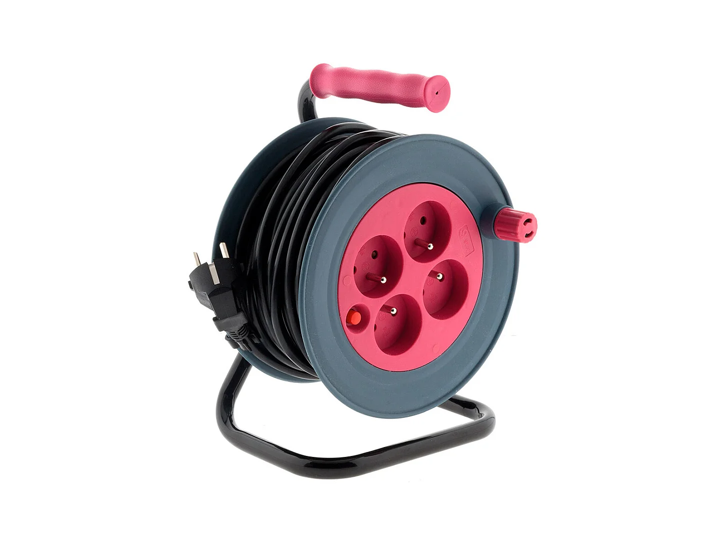 Enrouleur ménager 4x2P+T - 15m 3G1mm² - Rose - Zenitech