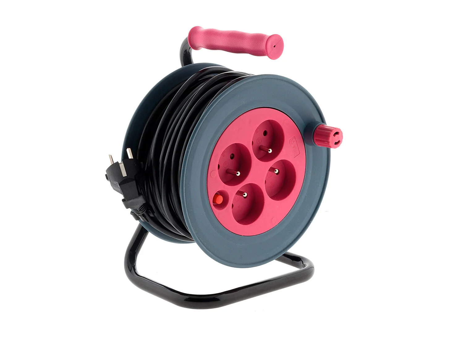 Enrouleur ménager 4x2P+T - 15m 3G1mm² - Rose - Zenitech