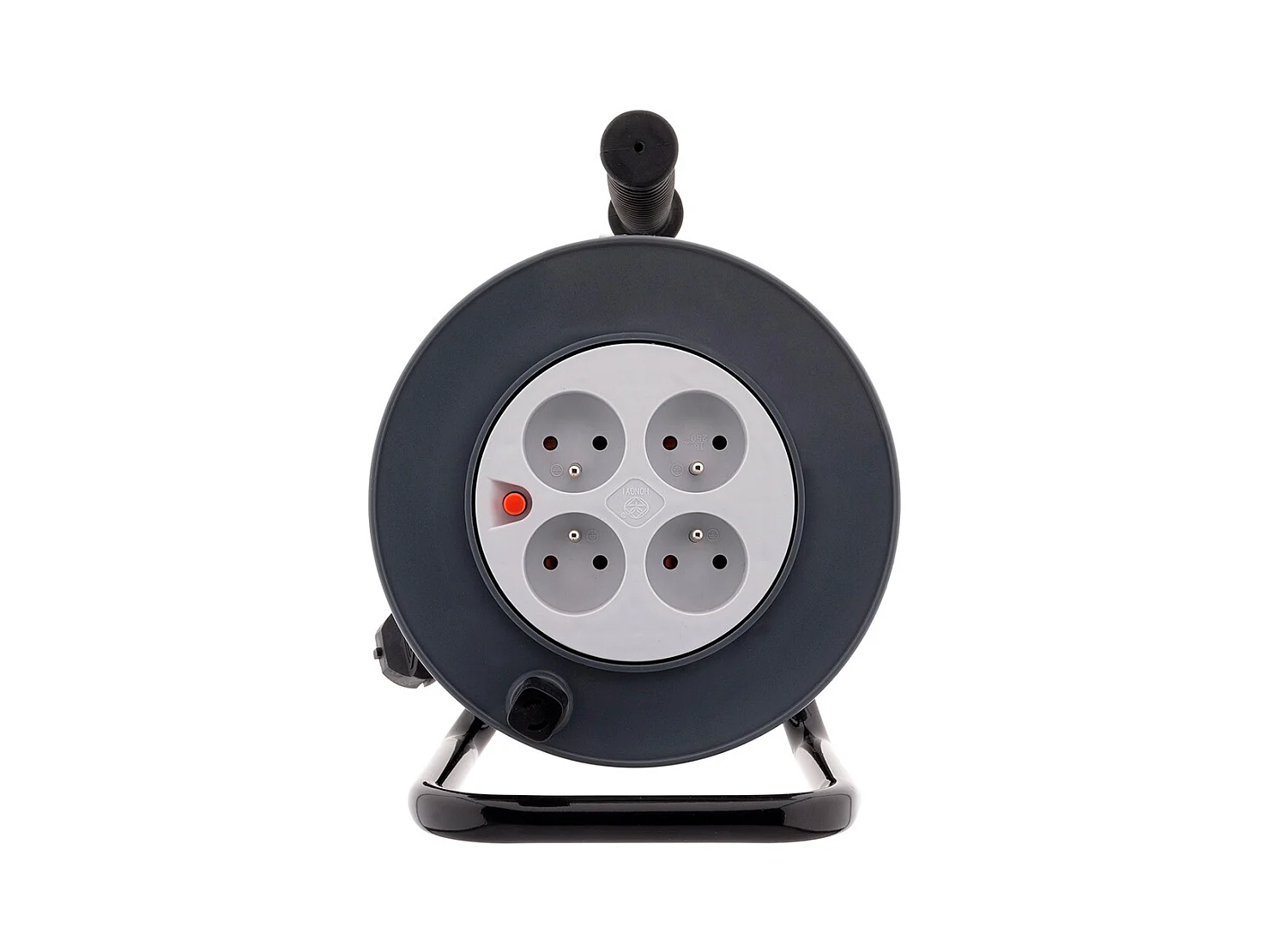 Kabeltrommel 4 Steckdosen 16A 20m Schwarz Zenitech - Kindersicherung, Thermoschalter 16A