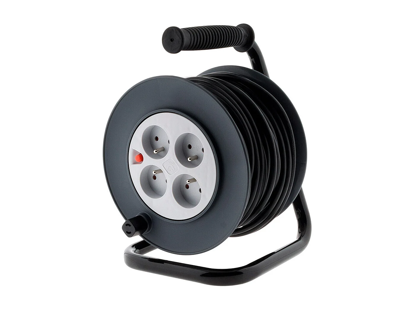 Kabeltrommel 4 Steckdosen 16A 20m Schwarz Zenitech - Kindersicherung, Thermoschalter 16A