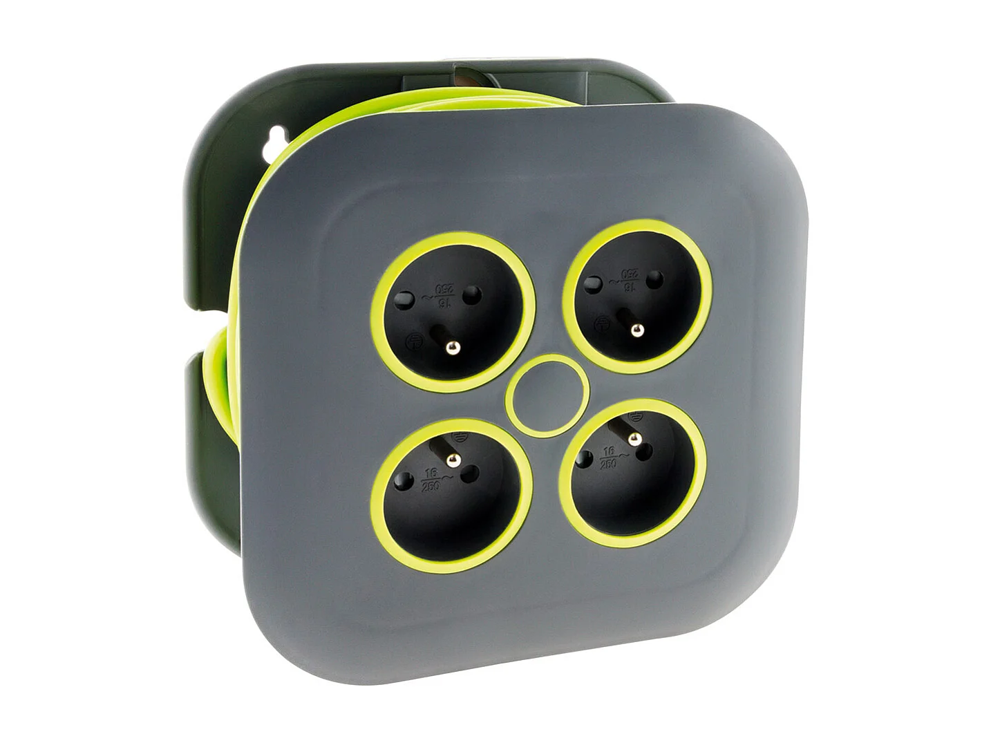 Enrouleur domestique 4 x 2P+T 16A + coupe-circuit - 7m - Vert - Zenitech