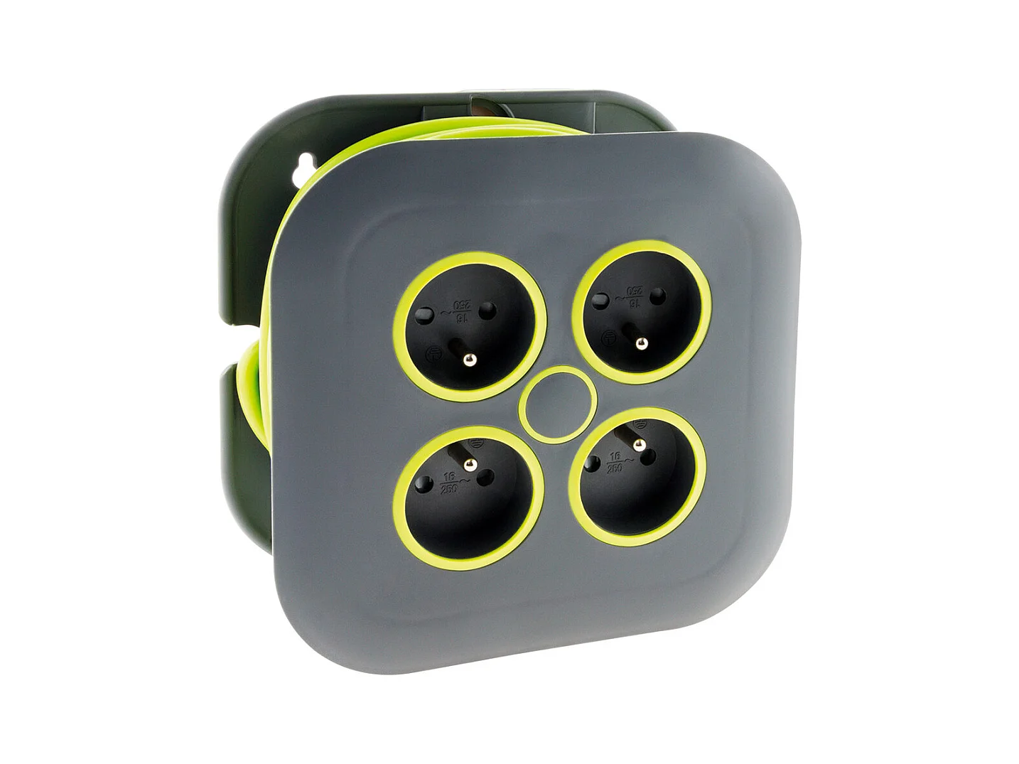 Enrouleur domestique 4 x 2P+T 16A + coupe-circuit - 7m - Vert - Zenitech