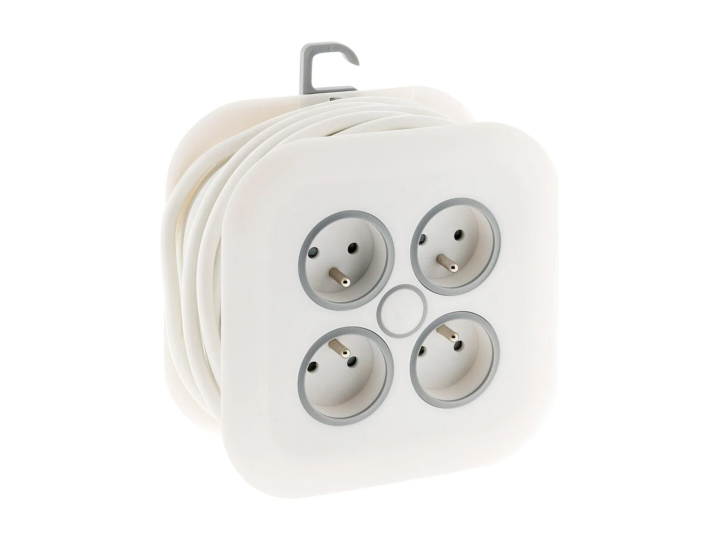 Haushaltskabeltrommel 4 Steckdosen 2P+T 16A Flache Stecker 3G1mm² 7m Weiß Zenitech