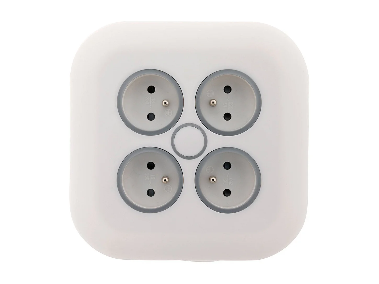 Haushaltskabeltrommel 4 Steckdosen 2P+T 16A Flache Stecker 3G1mm² 7m Weiß Zenitech