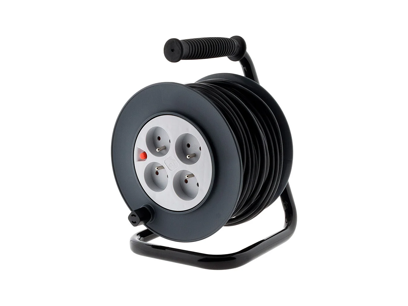 Enrouleur 4 prises H05VV-F 3G1mm² 25m + coupe-circuit - Noir - Zenitech