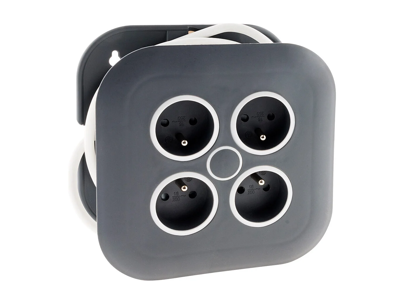 Enrouleur domestique 4 x 2P+T 16A + coupe-circuit - 7m - Blanc - Zenitech