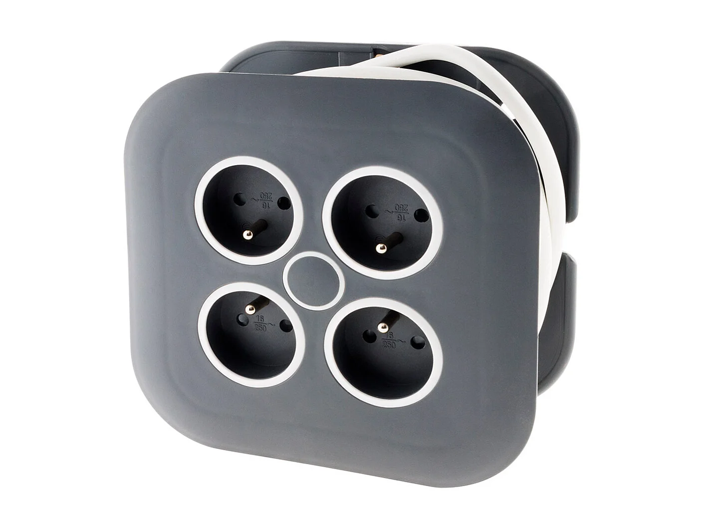 Enrouleur domestique 4 x 2P+T 16A + coupe-circuit - 7m - Blanc - Zenitech