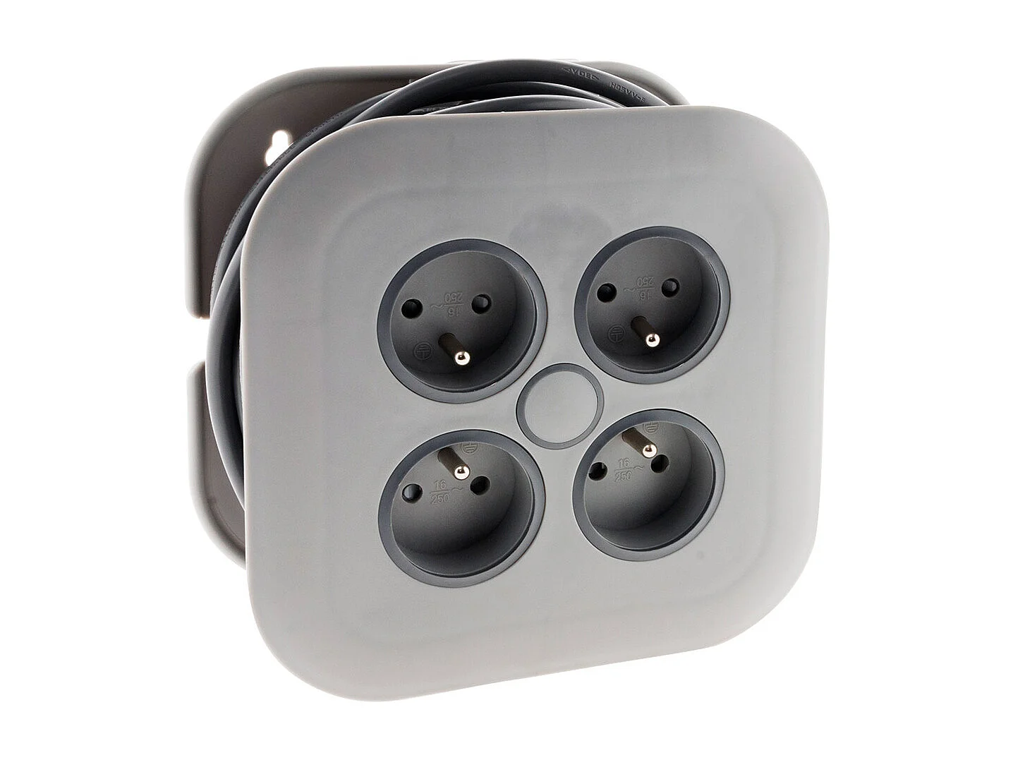 Enrolador Doméstico 4 Tomadas 2P+T 16A Cinzento Zenitech - 7m Disjuntor