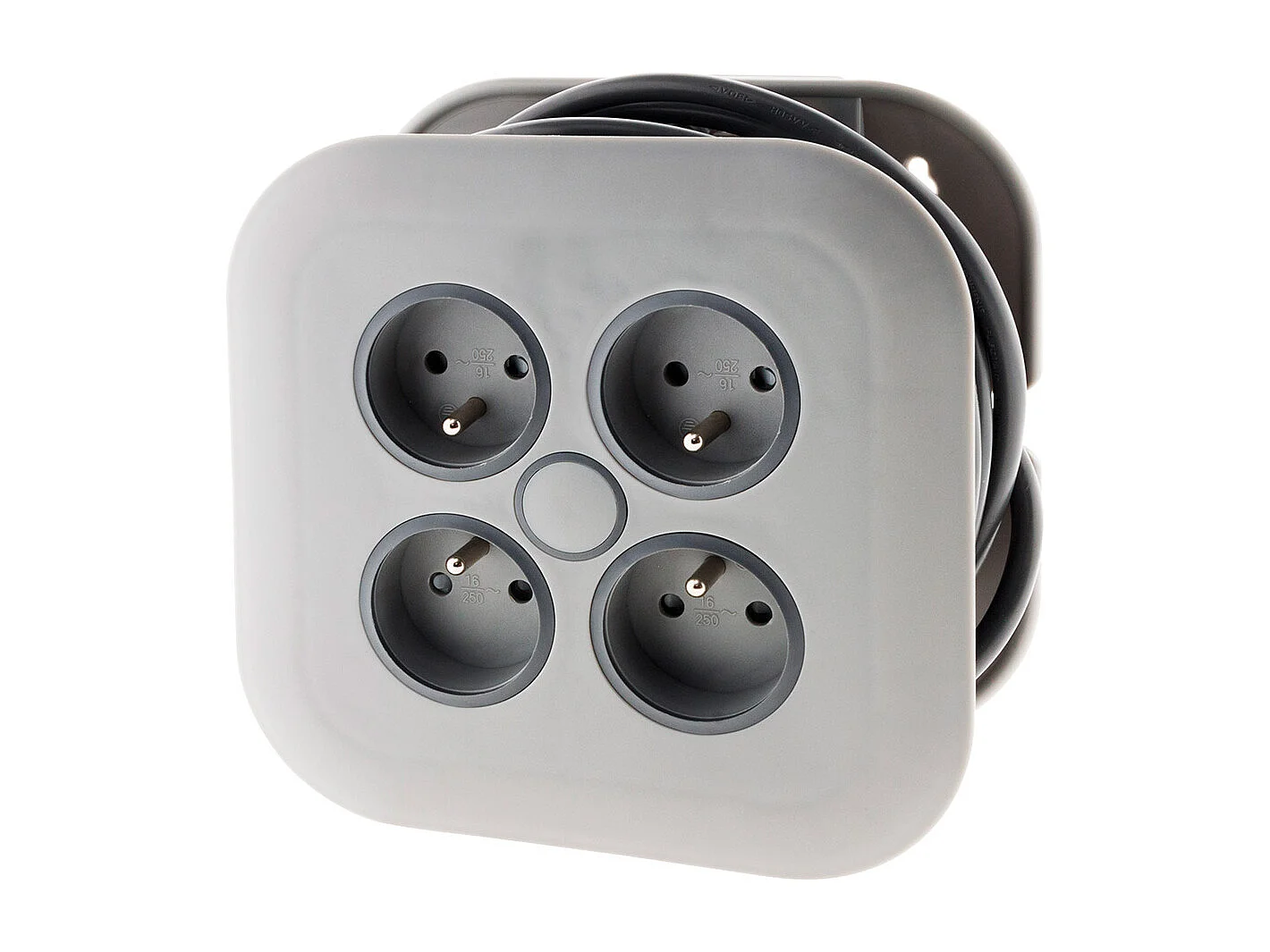 Enrolador Doméstico 4 Tomadas 2P+T 16A Cinzento Zenitech - 7m Disjuntor