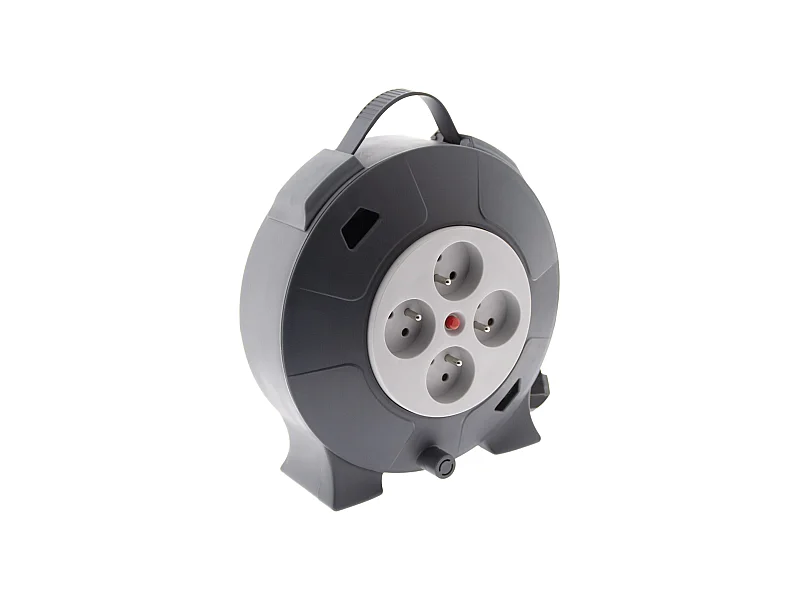 Elektrische Kabeltrommel 4 Steckdosen 10m H05VV-F 3G1,5mm² + Sicherung - Grau Zenitech