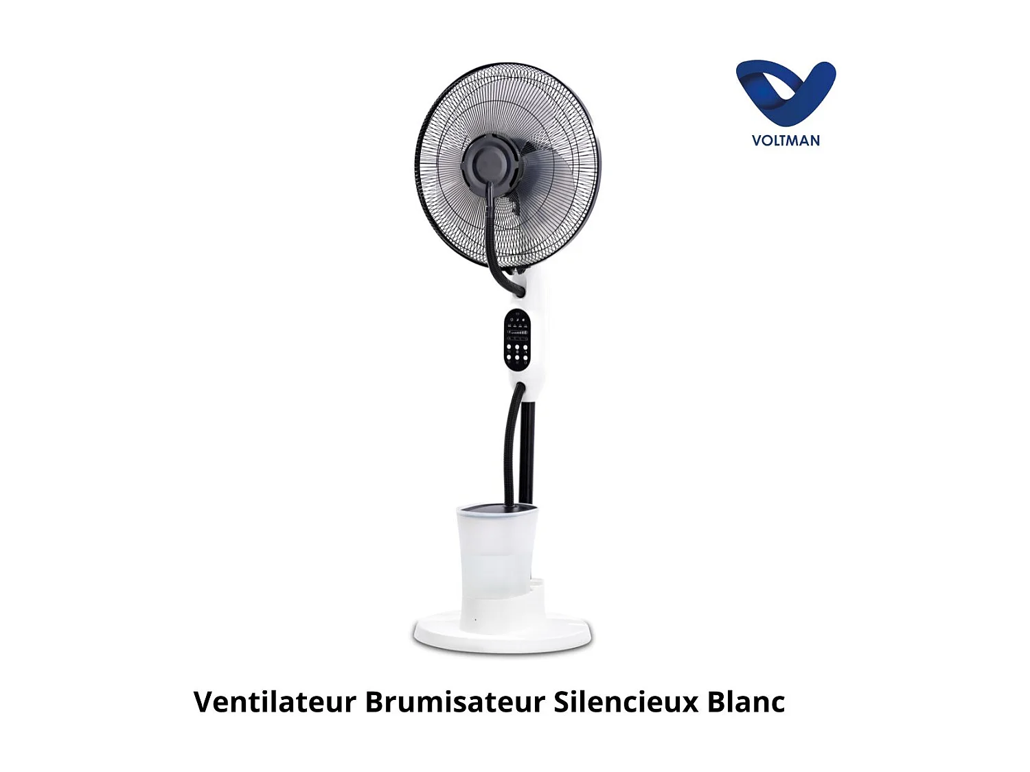Ventilateur Brumisateur Silencieux et Oscillant - 75W - Blanc 40cm - 3 Vitesses - Voltman