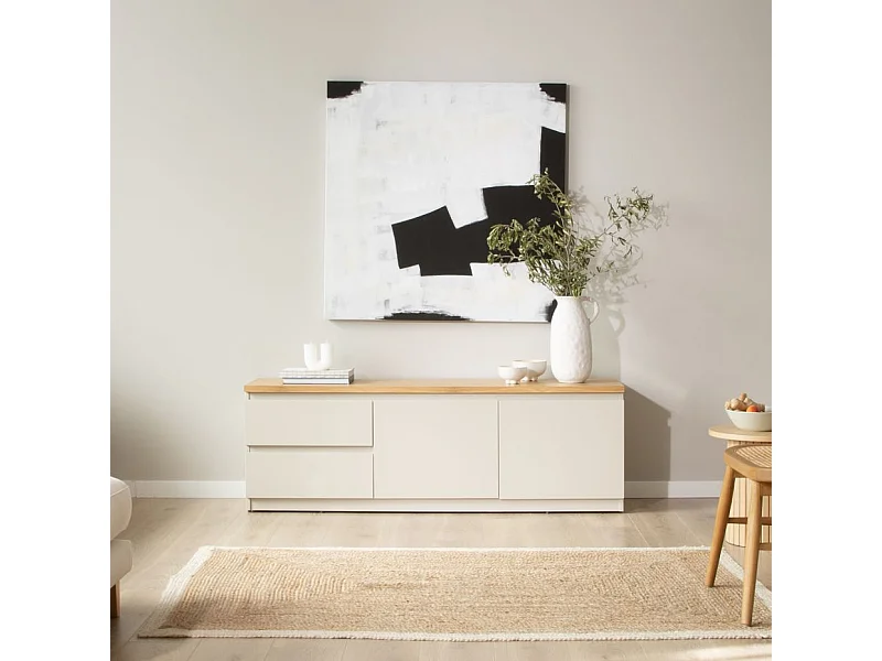 Mobile tv tavola in legno di quercia e tavola in mdf Quercia/Beige 40x50