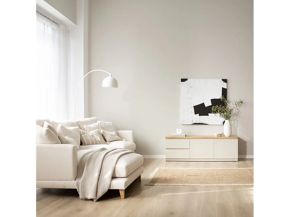 Mobile tv tavola in legno di quercia e tavola in mdf Quercia/Beige 40x50