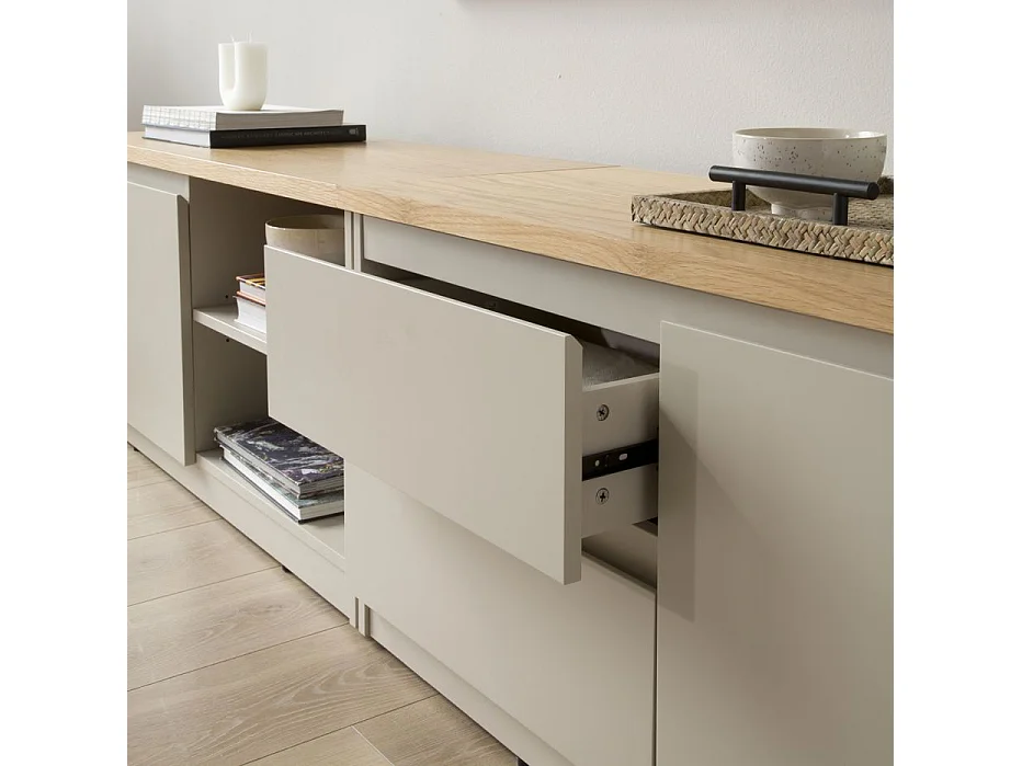 Mobile tv tavola in legno di quercia e tavola in mdf Quercia/Beige 40x50